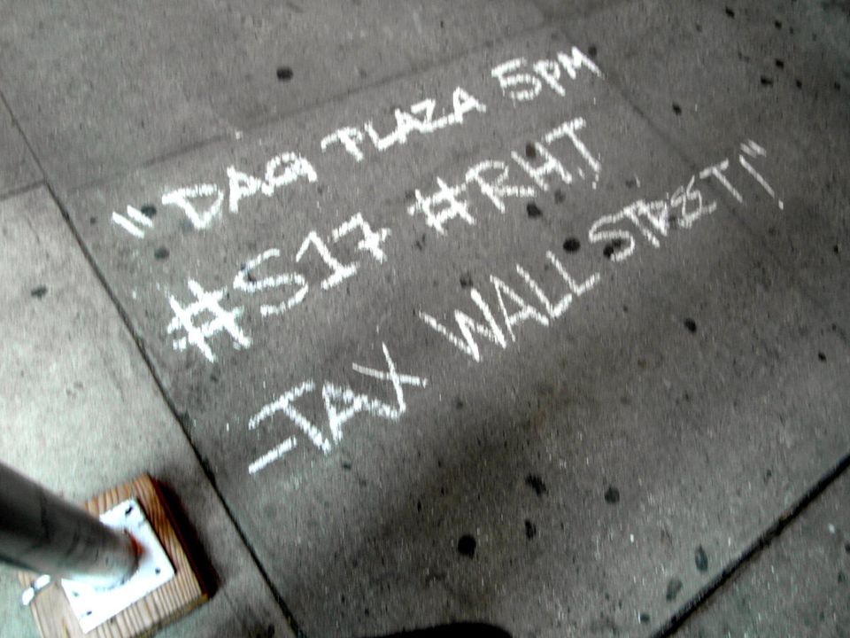 Chalk Graffiti In Support Of Occupy Wall Street Protest