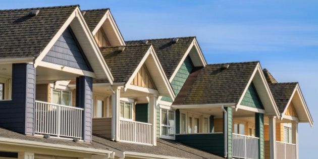 Row of the modern houses in British Columbia, Canada.