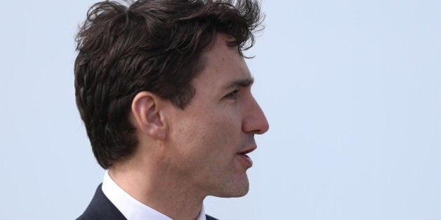 Canadian Prime Minister Justin Trudeau delivers a speech during his visit to Juno Beach on April 10, 2017 in Courseulles-sur-Mer, northwestern France. Juno Beach was one of five beaches of the Allied invasion of German-occupied France in the Normandy landings on June 6, 1944 during the Second World War. / AFP PHOTO / CHARLY TRIBALLEAU (Photo credit should read CHARLY TRIBALLEAU/AFP/Getty Images)