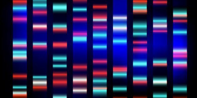 colourful medical dna results with black background eps 10 illustration