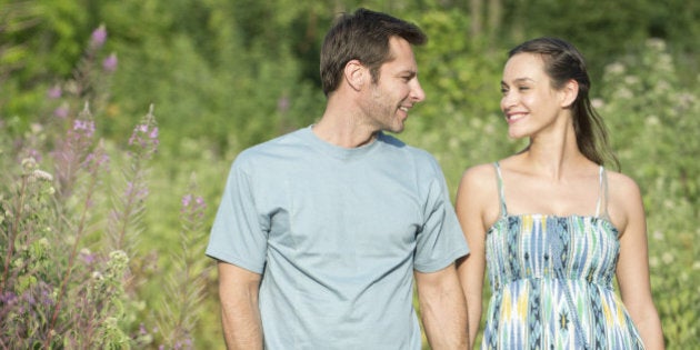 Couple on walk in countryside