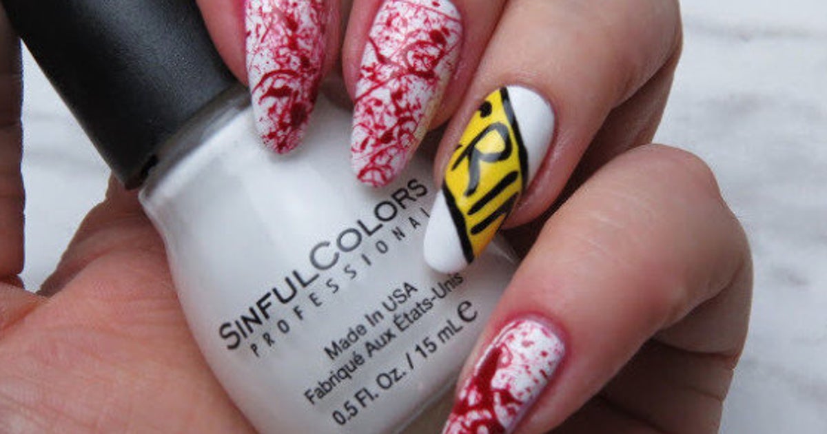 Halloween Nail Art A Creepy Crime Scene Design Huffpost Canada