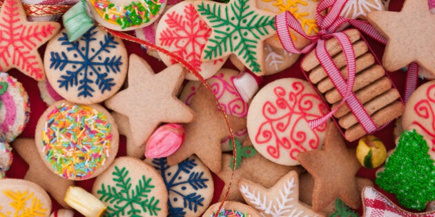 Mixed Christmas cookies /// Colorful mix of Christmas-themed decorated cookies