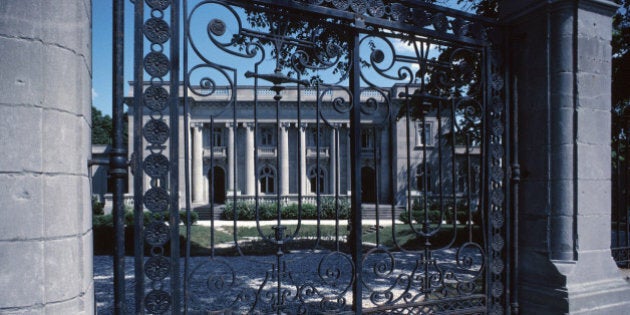 Gate blocking entrance to mansion