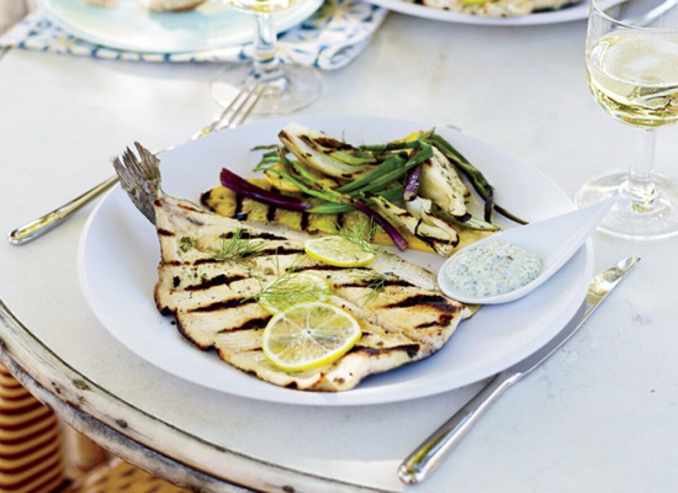 Grilled Trout With Lemon-Caper Mayonnaise