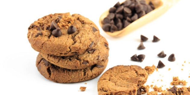 chocolate chip cookie isolated on white background