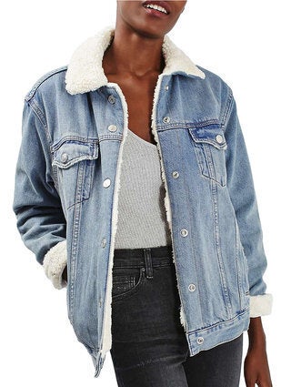 Topshop Moto Oversized Western Denim Jacket