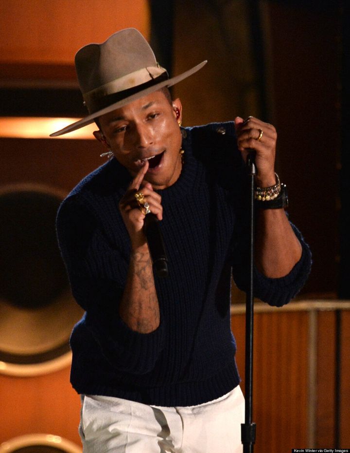 Pharrell Williams' Grammys 2014 Hat Makes Him Look Like A Mountie