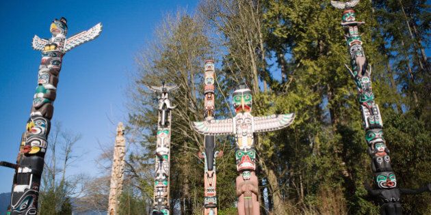 Totem poles in stanley park vancouver