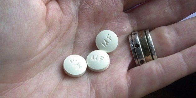 382724 01: Three RU-486 Mifeprex abortion pills are held in a hand December 1, 2000 in Granite City, Illinois. The Hope Center for Women is the first area abortion clinic to distribute the new pills that terminates a pregnancy. The RU-486 pill was approved in September and can be taken by women up to the seventh week of pregnancy. The drug blocks the hormone that sustains the embryo and then unhooks it from the uterine wall. (Photo by Bill Grenblatt/Liaison)