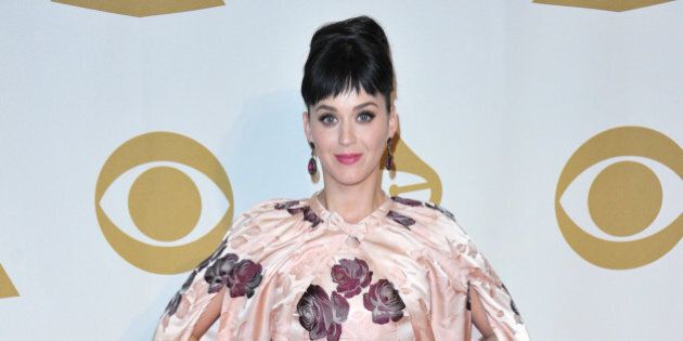 Katy Perry arrives at the night that changed America: a Grammy salute to the Beatles, on Monday, Jan. 27, 2014, in Los Angeles. (Photo by Richard Shotwell/Invision/AP)