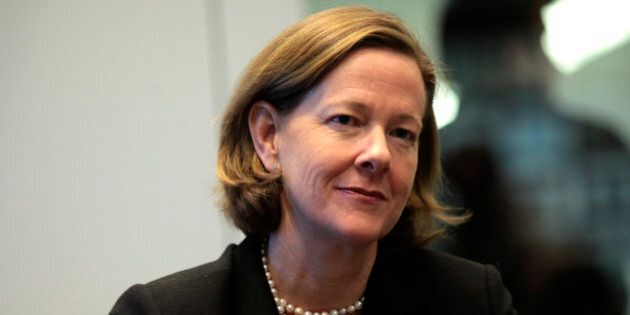 Alison Redford, premier of Canada's Alberta province, listens during an interview in New York, U.S., on Tuesday, Nov. 15, 2011. Redford told reporters in Washington yesterday she doesn't have 'any reason' to believe the U.S. government's review of the Keystone XL pipeline will lead to an 'adverse' outcome. Photographer: Stephen Yang/Bloomberg via Getty Images