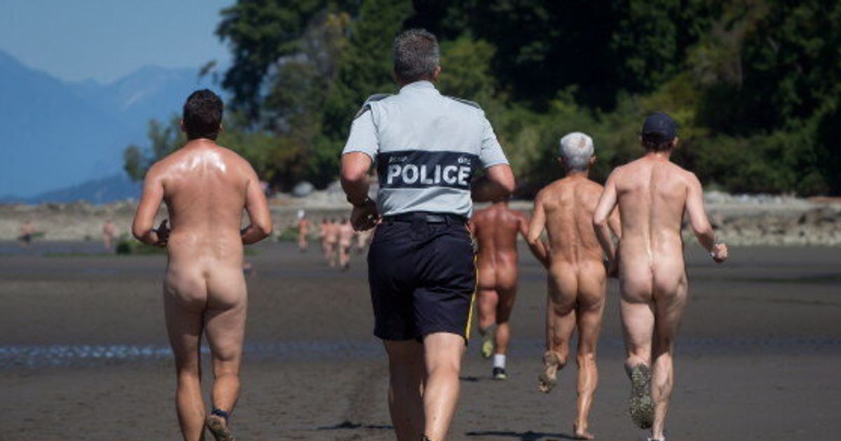 Bare Buns Run at Vancouver's clothing-optional Wreck Beach.Over 100 pe...