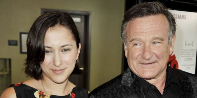 LOS ANGELES, CA - AUGUST 13: Actress Zelda Williams (L) and her father actor Robin Williams arrive at the premiere of Magnolia Pictures' 'World's Greatest Dad' at The Landmark Theater on August 13, 2009 in Los Angeles, California. (Photo by Kevin Winter/Getty Images)