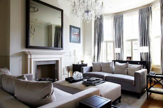 dark grey and beige living room