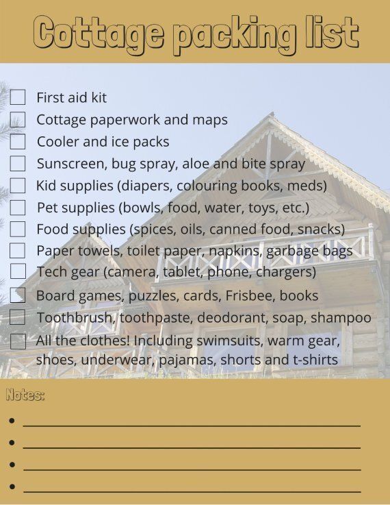 Cottage Packing List: The Essentials To Bring For Your ...