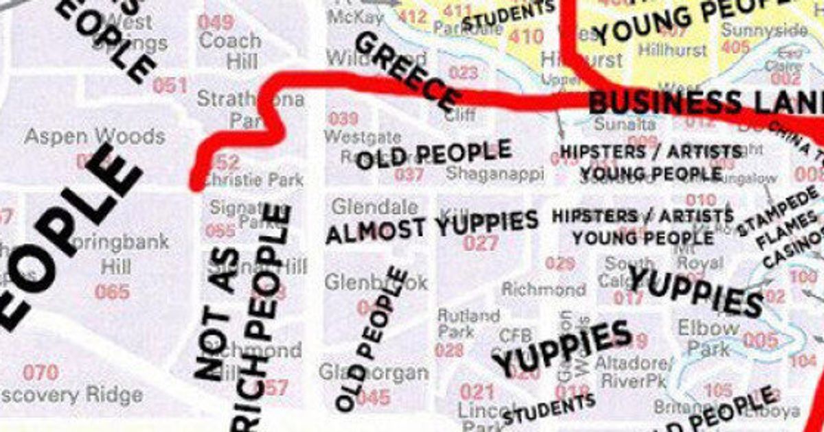 Calgary Stereotypes Summed Up On Map Huffpost Canada