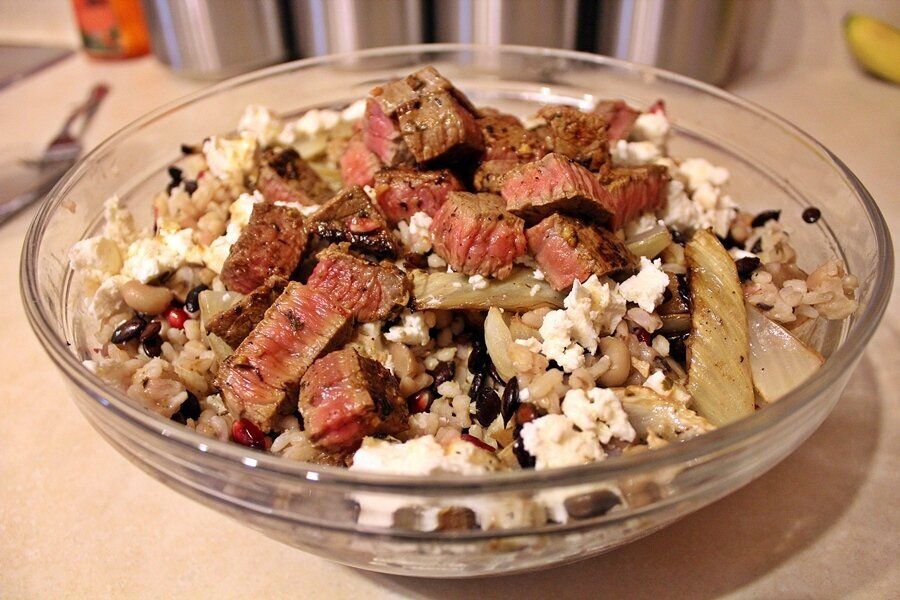 Festive Grains and Fruit Potluck Salad with Beef