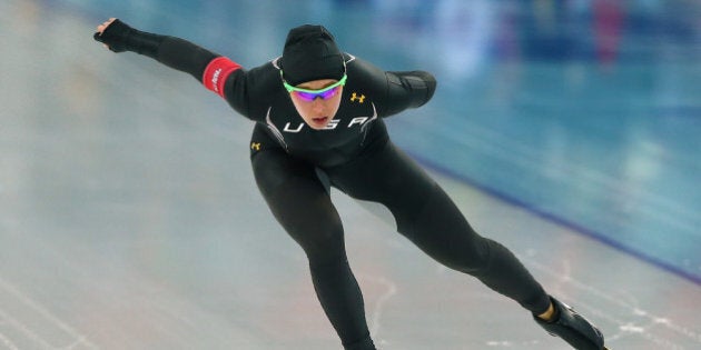 SOCHI, RUSSIA - FEBRUARY 09: Anna Ringsred of the United States competes during the Women's 3000m Speed Skating event during day 2 of the Sochi 2014 Winter Olympics at Adler Arena Skating Center on February 9, 2014 in Sochi, Russia. (Photo by Streeter Lecka/Getty Images)