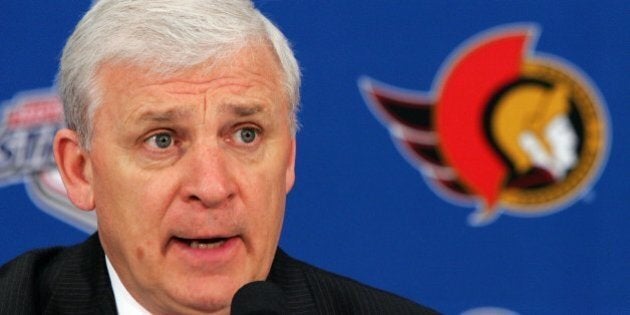 OTTAWA, ON - JUNE 02: Head coach Bryan Murray of the Ottawa Senators speaks with media after his team defeated the Anaheim Ducks in Game Three of the 2007 Stanley Cup finals on June 2, 2007 at Scotiabank Place in Ottawa, Canada. The Senators won the game 5-3. (Photo by Jim McIsaac/Getty Images)