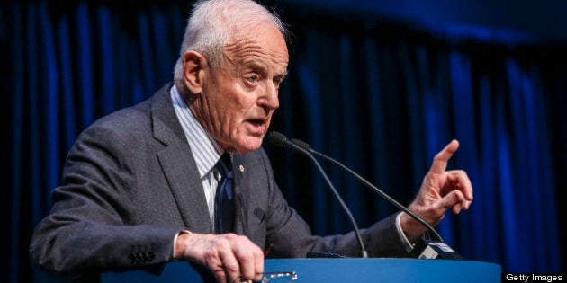 TORONTO, ON - APRIL 24: Peter Munk, Founder and Chairman of Barrick Gold speaking at their Annual General Meeting being held at the Metro Toronto Convention Centre. (David Cooper/Toronto Star via Getty Images)