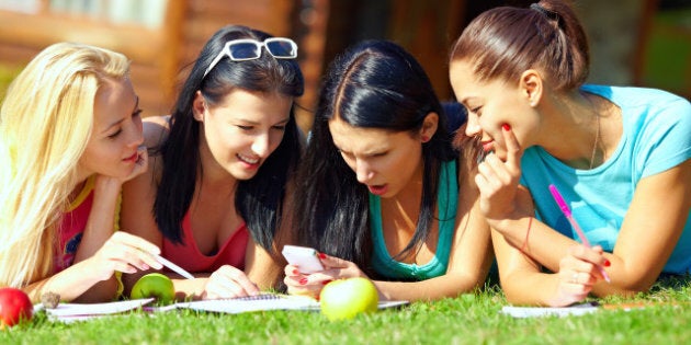 four beautiful girls chatting...