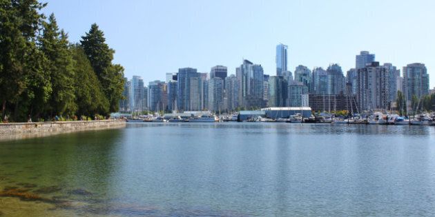stanley park with downtown...