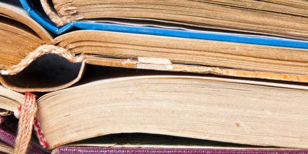 stack of old books