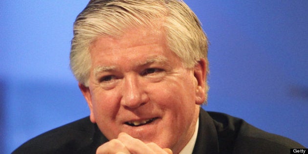 TORONTO, CANADA - APRIL 10: Toronto Maple Leafs General Manager Brian Burke at the NHL Draft Lottery on April 10, 2012 at the TSN Studios in Toronto, Ontario, Canada. (Photo by Tom Szczerbowski/NHLI via Getty Images)