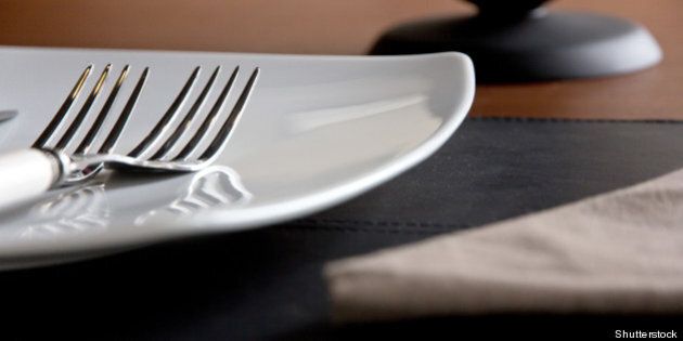 close up of plate and fork
