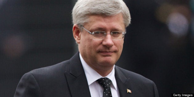 Canadian prime minister Stephen Harper attends the ceremonial funeral of British former prime minister Margaret Thatcher at St Paul's Cathedral in central London on April 17, 2013. The funeral of Margaret Thatcher took place on April 17, with Queen Elizabeth II leading mourners from around the world in bidding farewell to one of Britain's most influential and divisive prime ministers. AFP PHOTO / ANDREW COWIE (Photo credit should read ANDREW COWIE/AFP/Getty Images)