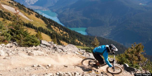 The 'Top of the World' trail is a new high alpine mountain bike trail on Whistler Mountain, site of the 2010 Winter olympics.