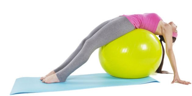 pilates woman stability ball...