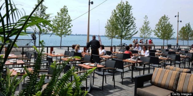 july 7th 2011.pics of against the grain urban tavern patio on dockside at corus building.new patio beside sugar beach.(COLIN MCCONNELL STAR) . (Photo by Colin McConnell/Toronto Star via Getty Images)