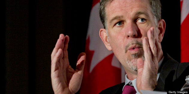 Reed Hastings, president and chief executive officer of Netflix Inc., speaks during a luncheon at the Canadian Club of Toronto in Toronto, Ontario, Canada, on Friday, Feb. 3, 2011. Netflix Inc. has no plans to get into sports content or gaming and will focus solely on movies and TV shows, said Hastings. Photographer: Norm Betts/Bloomberg via Getty Images