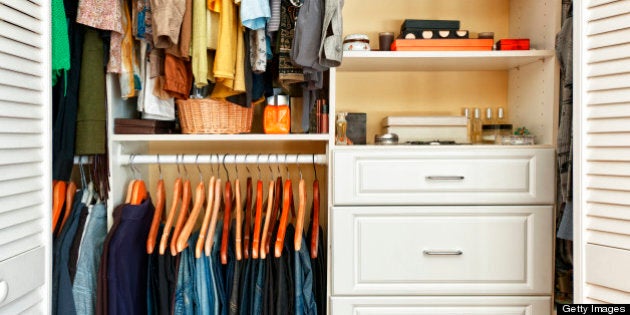 Canada, Ontario, Toronto, View of organized wardrobe