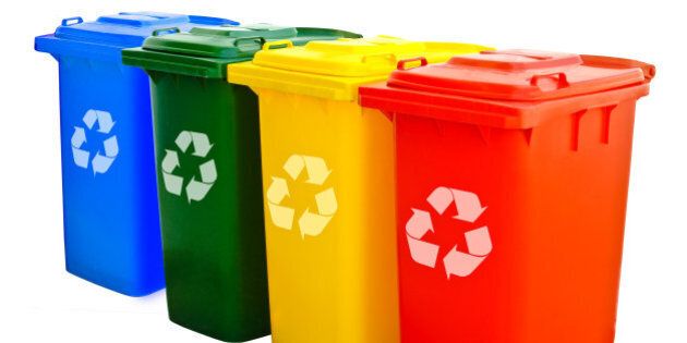 colorful recycle bins isolated