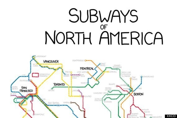 XKCD Draws Every Subway Line In North America On One Map HuffPost News   5cd820b12100002f007d0410 