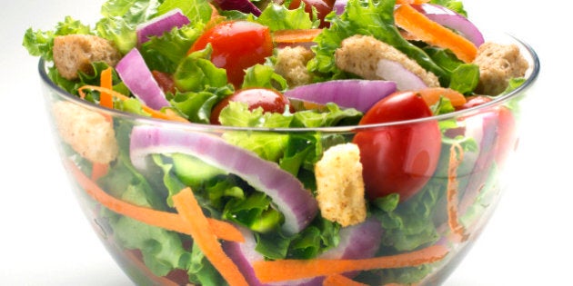 Salad in glass bowl