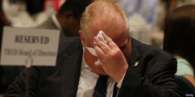 TORONTO, ON - JUNE 14: Mayor Rob Ford to members of the Toronto Real Estate Board during a luncheon at the Sheraton Hotel (Bernard Weil/Toronto Star via Getty Images)