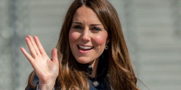 GLASGOW, UNITED KINGDOM - APRIL 4: Catherine, Countess of Strathearn waves to wellwishers as she visits the Emirates Arena on April 4, 2013 in Glasgow, Scotland. (Photo by Samir Hussein/WireImage)