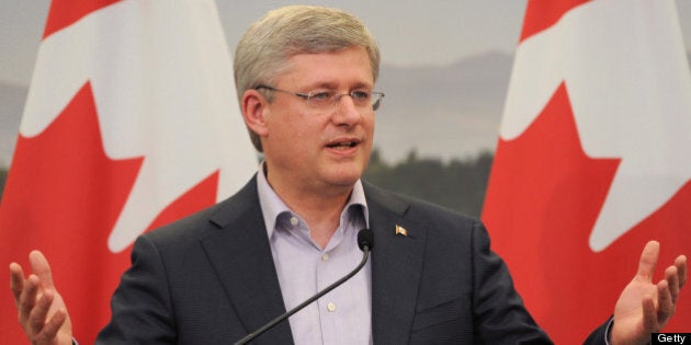 ENNISKILLEN, NORTHERN IRELAND - JUNE 18: Canada's Prime Minister Stephen Harper speaks during a press conference on the second day of the G8 summit venue of Lough Erne on June 18, 2013 in Enniskillen, Northern Ireland. The two day G8 summit, hosted by UK Prime Minister David Cameron, is being held in Northern Ireland for the first time. Leaders from the G8 nations have gathered to discuss numerous topics with the situation in Syria expected to dominate the talks. (Photo by Ben Stansall - WPA Pool /Getty Images)