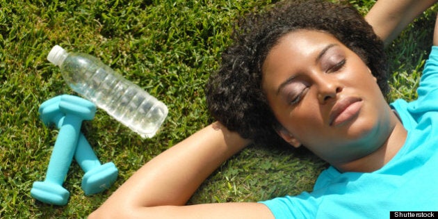 female athlete taking a break...