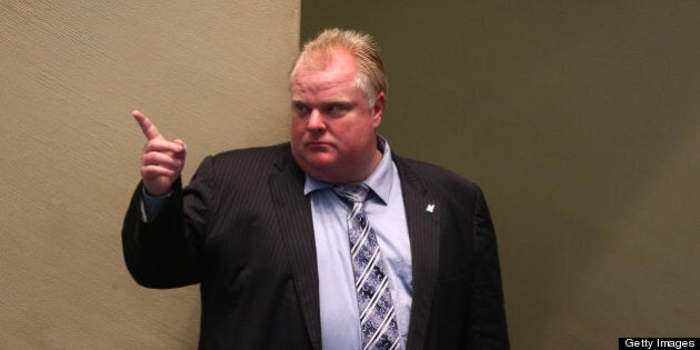 TORONTO, ON - MAY 21: Toronto Mayor Rob Ford listens to and moves a motion during the casino debate at Toronto City Hall, he faces allegations that there is a video which he reportedly appears to be smoking crack cocaine. (Steve Russell/Toronto Star via Getty Images)