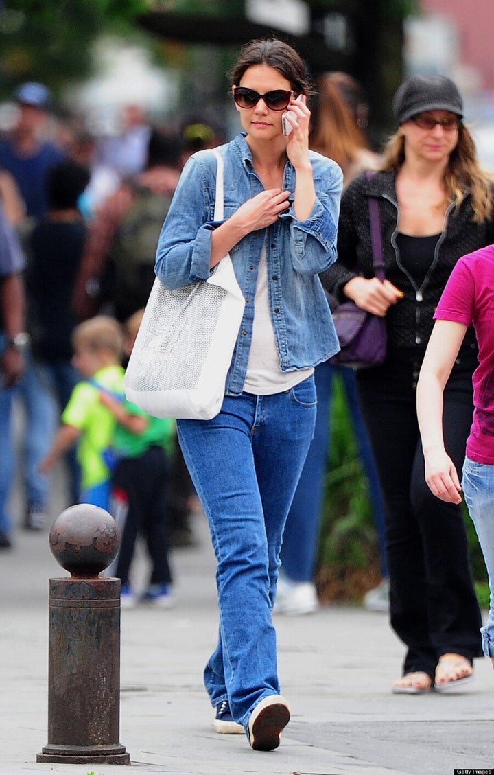 Katie Holmes Double Denim & Heels Outfit Is So Chic