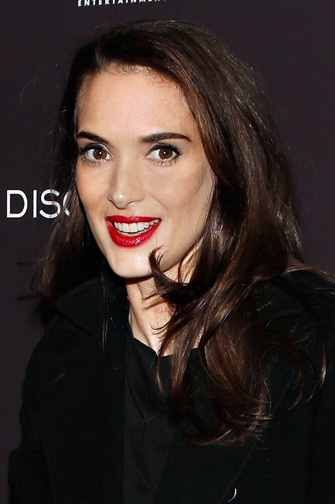 Winona Ryder's Bold Red Lips: 'Beetlejuice' Actress Poses On ...