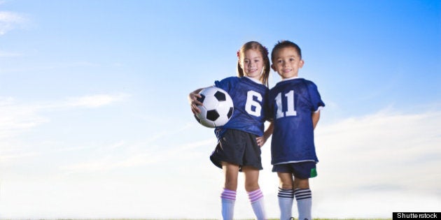 two cute youth soccer players...