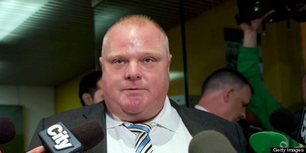 TORONTO, ON - MAY 27: Rob Ford addressed the media in front of his office Monday afternoon after his press secretaries quit. (Lucas Oleniuk/Toronto Star via Getty Images)