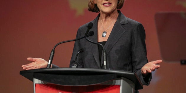 TORONTO, ON - APRIL 6: Joyce Murray addresses the crowd at the federal Liberal showcase at the Metro Toronto Convention Centre. (David Cooper/Toronto Star via Getty Images)