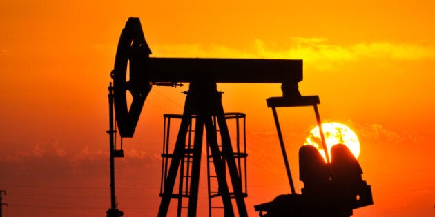 oil pump on orange sunset